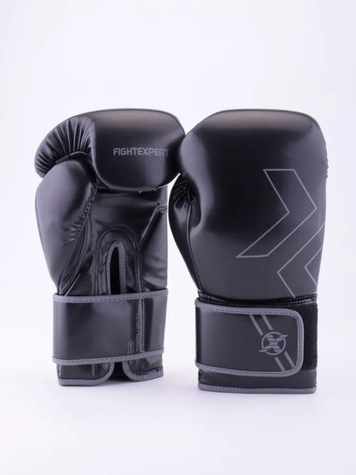Перчатки для бокса FIGHTEXPERT “OUTLAW” FX-100 (искусственная кожа, Черный, 14 унций)