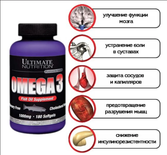 Омега 3 / Omega 3 180 капс. Ultimate Nutrition в Твери