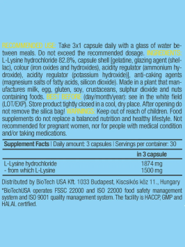 Лизин BiotechUSA L-Lysine 90 капс.