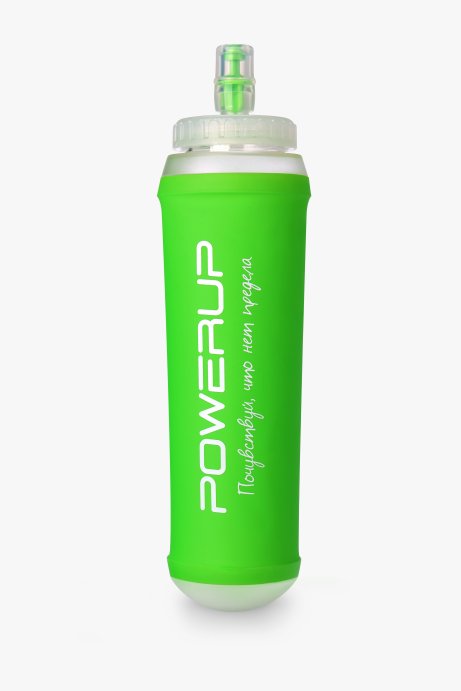 Гибкая бутылка с пластиковым дном POWERUP, 500 мл, зеленая