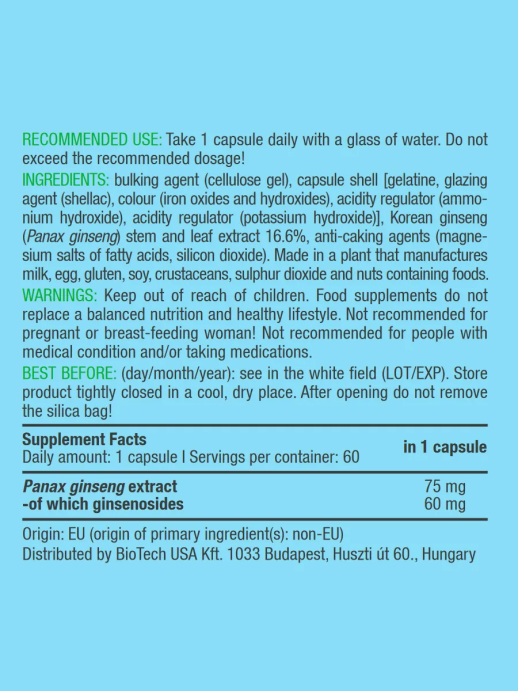 Экстракт женьшеня Panax Ginseng BioTech 60 капс. в Твери