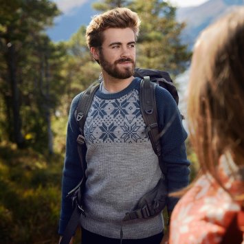 Свитер ULVANG Rav Kiby с кругл. вырезом муж. 77411/69608 синий/сер.меланж