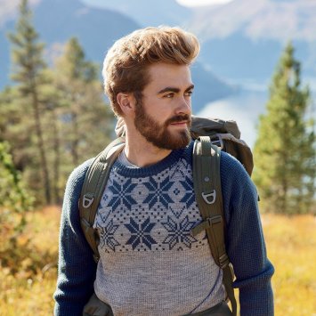 Свитер ULVANG Rav Kiby с кругл. вырезом муж. 77411/69608 синий/сер.меланж