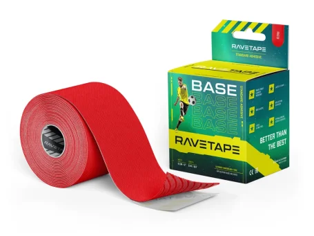 Кинезиотейп RaveTape BASE 5×5  Красный (RED) RVTB-RED-55