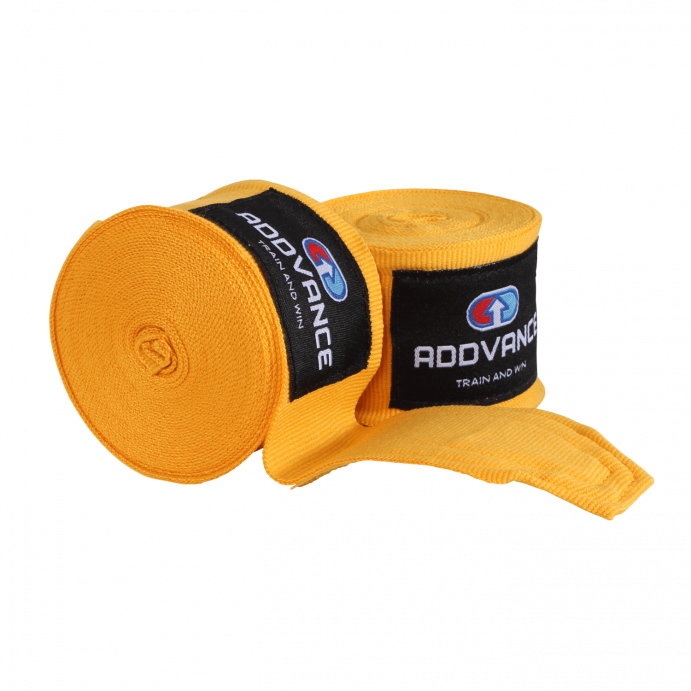 Бинт для бокса ADDVANCE COMBAT 4,5м  (эластик, Желтый)
