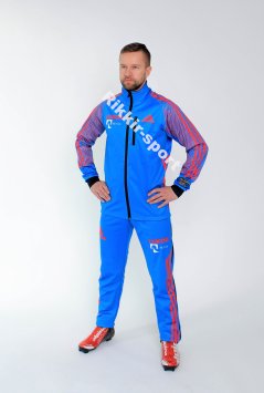 Костюм Разминочный РОССИЯ ELITE голубой (лыжные гонки)