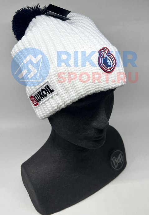 Шапка теплая РОССИЯ &quot;BOSCO Street бел.&quot; (синий помпон) 24/25
