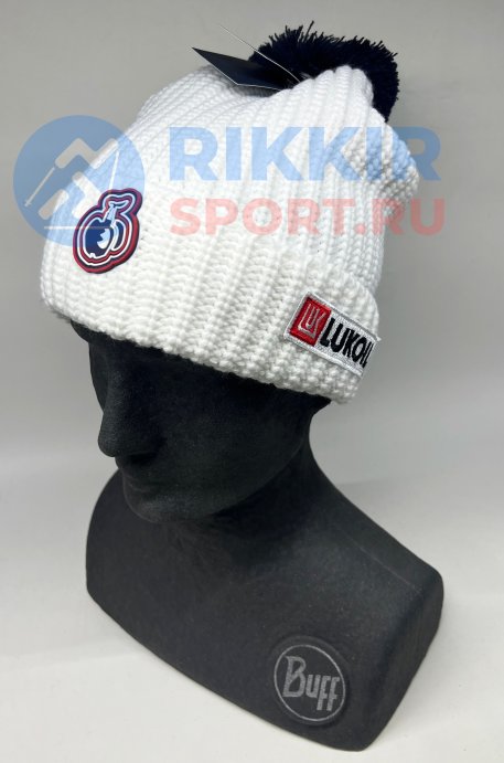Шапка теплая РОССИЯ &quot;BOSCO Street бел.&quot; (синий помпон) 24/25