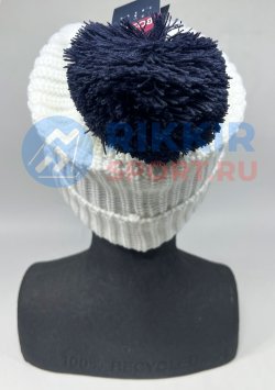 Шапка теплая РОССИЯ &quot;BOSCO Street бел.&quot; (синий помпон) 24/25