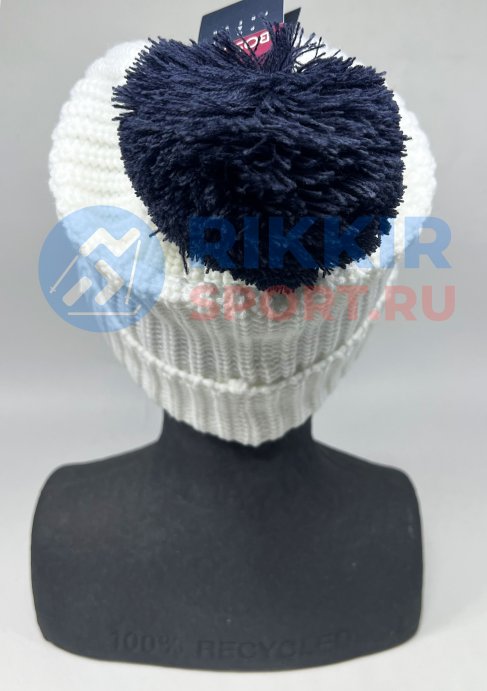 Шапка теплая РОССИЯ &quot;BOSCO Street бел.&quot; (синий помпон) 24/25